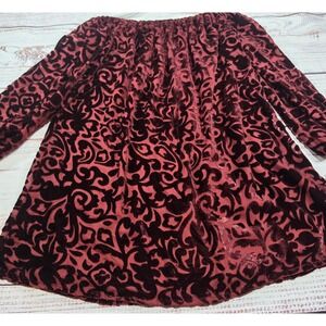 Ecote Mini Dress Women Small Burgundy Excellent Burnout Velvet Damask Boho
